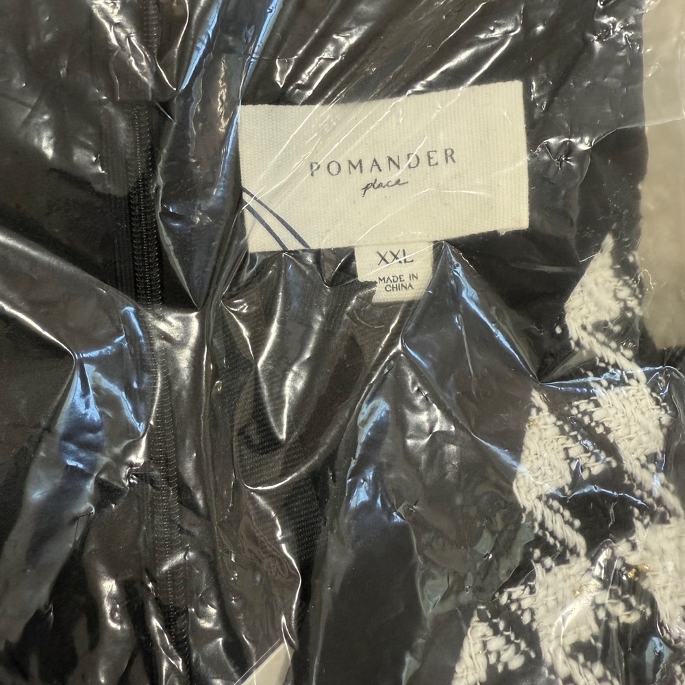 Pomander Place Black White Tweed Bow Mini Dress 2X | NWT Chic Classic - Picture 8 of 14